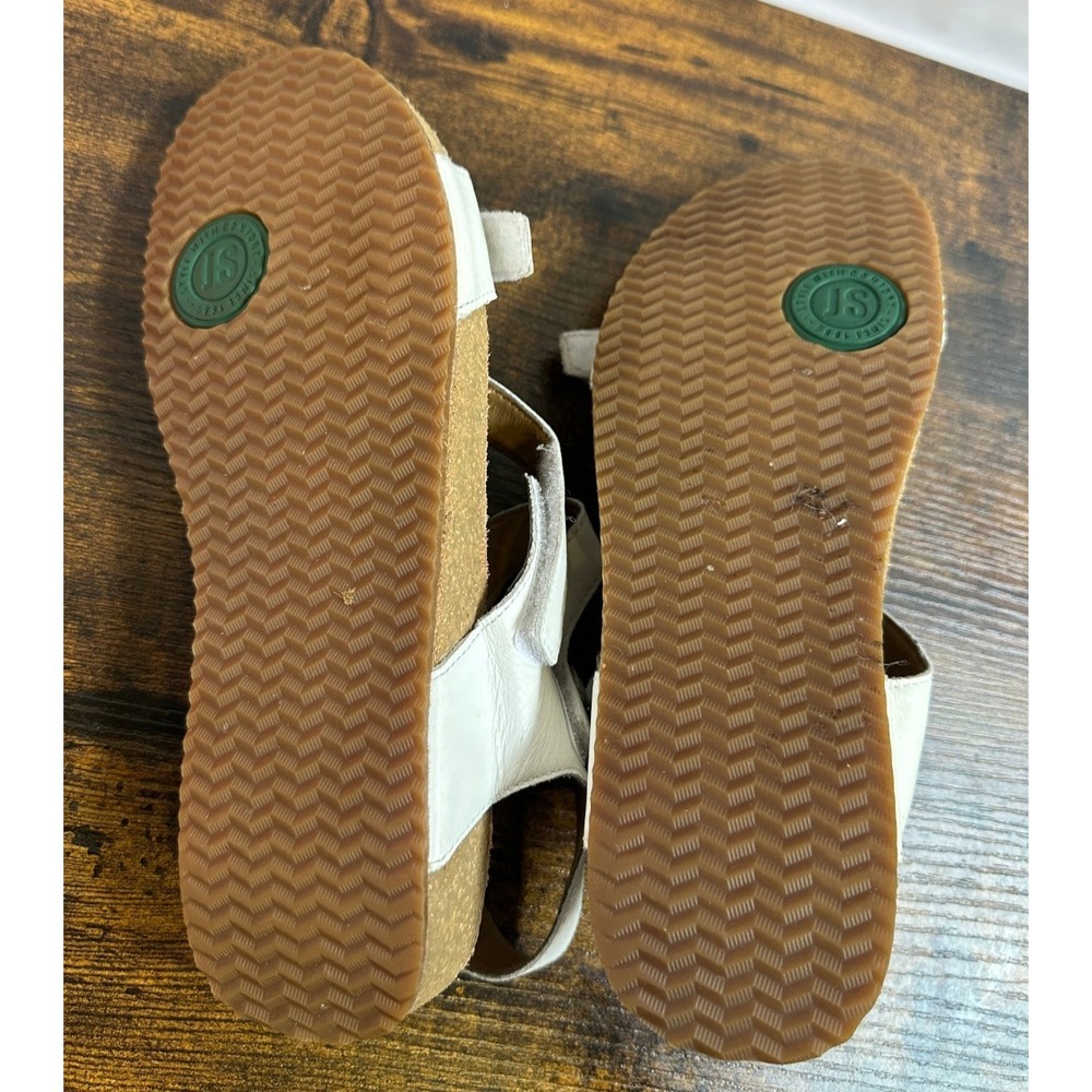 Josef Seibel Tonga 25 Women's Sandals White Leather Tan Cork Size 41 US 10 -10.5 - Picture 10 of 11